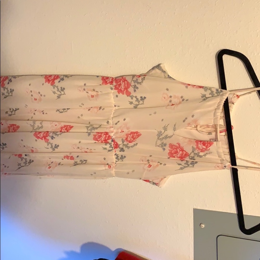 Light pink with darker pink roses maxi dress